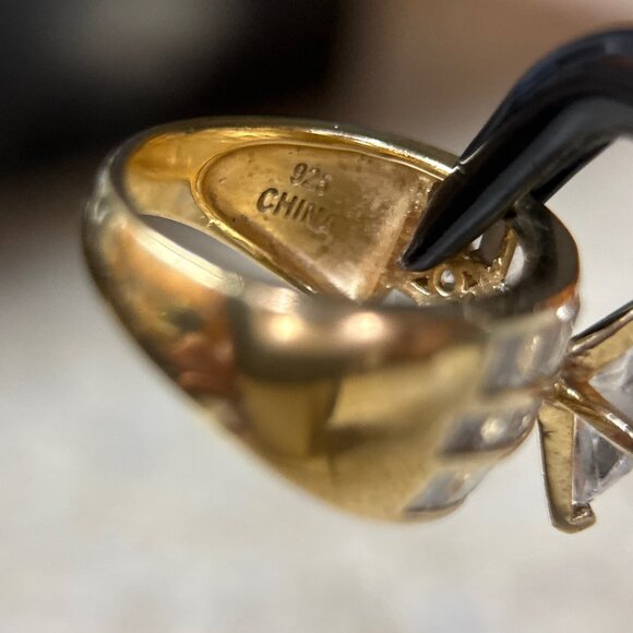 Layer Stackable Cz 925 Gold Vermeil Ring - Picture 9 of 11